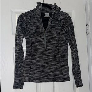 Columbia Striped Gray and Black Quarter-Zip Pullover